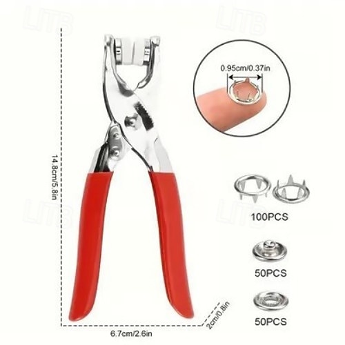 100 наборов металлических кнопок с плоскогубцами, набор пресс-инструментов, идеально подходит для самостоятельного изготовления одежды, головных уборов и шитья, набор застежек-кнопок для пошива одежды 2025 - $11.99 –P10