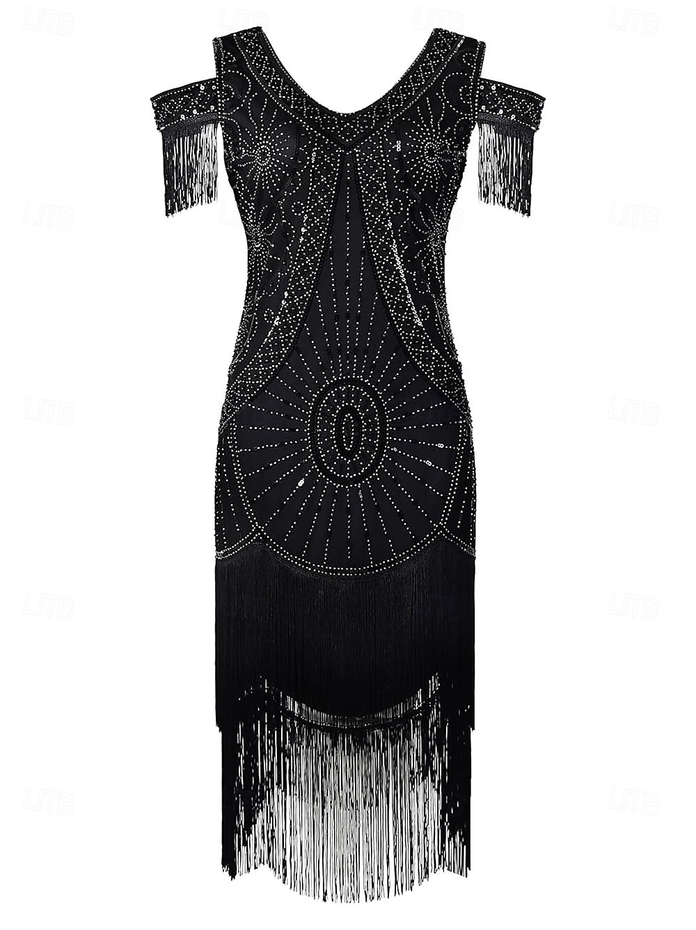 Conjunto Rugido 20s 1920s Hasta la Rodilla Vestidos Vestido Flapper Accesorios con accesorios Hombro frío Mangas cortas El gran Gatsby charlestón Lentejuelas Borlas Pluma Escote en Pico Disfraz Mujer 2026 - $89.99 –P10