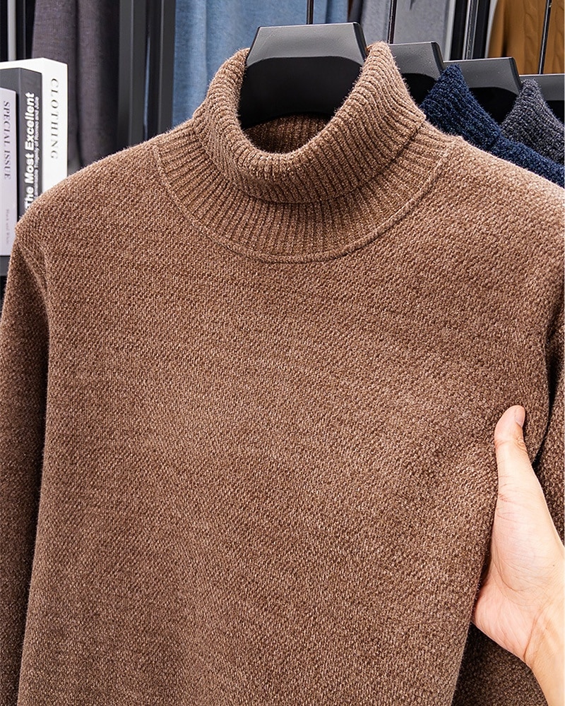 Herren Pullover Fleece Pullover Strickpullover Gerippt Stricken Normale Oberteile Gestrickt Einfach Rollkragen Mode Basic Urlaub Alltagskleidung Bekleidung Herbst Winter Schwarz Marineblau M L XL 2026 - $35.99 –P4