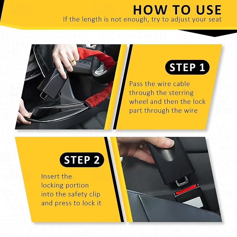 Универсальный блокиратор рулевого колеса — компактное многофункциональное автомобильное охранное устройство, подходящее для большинства автомобилей, внедорожников и гольф-каров. 2025 - $16.99 –P3