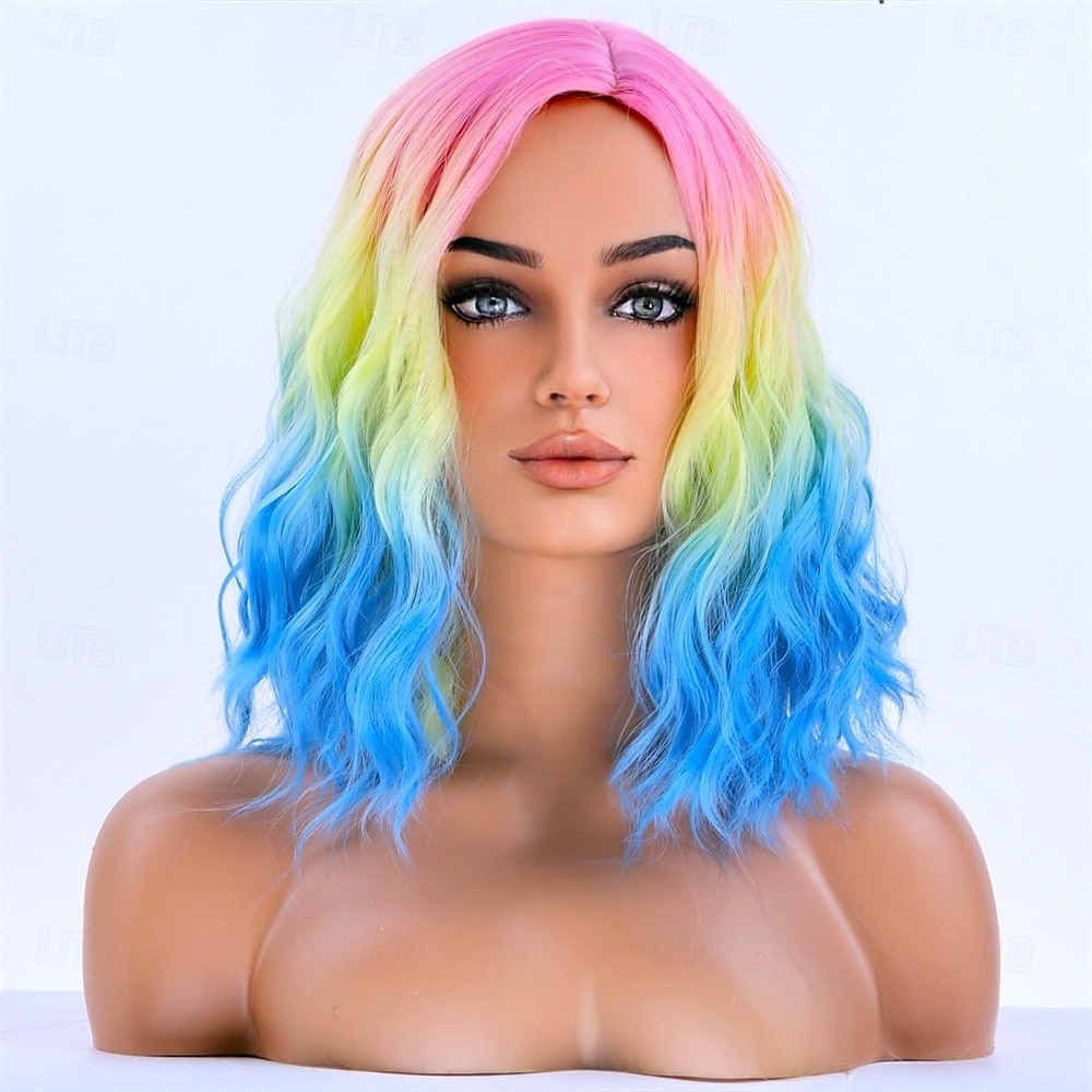 Peruca de Carnaval 2026 Rosa Azul Roxo Encaracolado Ondulado Curto Peruca sintética para festivais Mardi Gras Parada Cabelo para fantasia de cosplay para Feminino de 2026 por $21.99 –P4