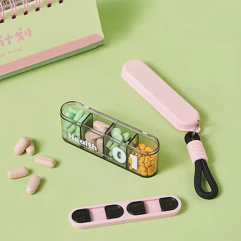 Organizador de comprimidos portátil com 4 compartimentos (2 unidades) – mini caixa para guardar remédios, recipiente para comprimidos diários (manhã, meio-dia e noite), organizador de medicamentos de 2025 por $11.99 –P5