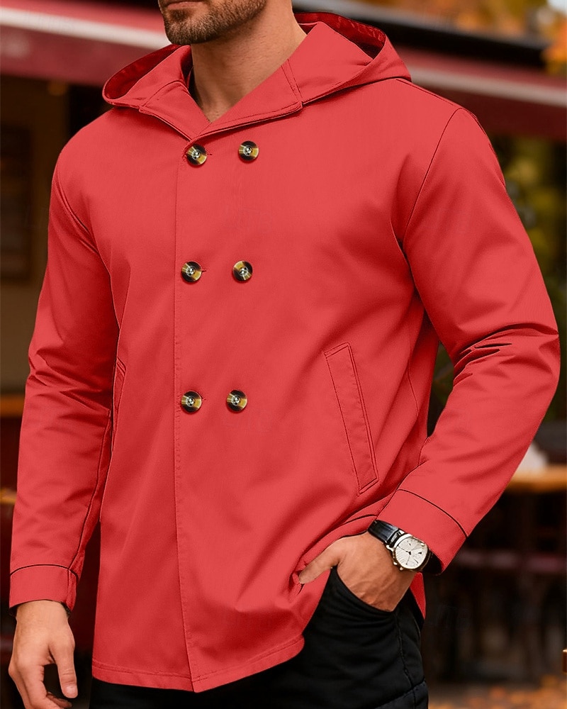 Per uomo Giacca Leggera Giacca Casual Giacca con Cappuccio All'aperto Quotidiano Doppiopetto Primavera Autunno Semplice Streetwear Quotidiano Con Cappuccio Regolare Blu Nero Verde chiaro Rosso Cachi del 2026 a $33.99 –P17