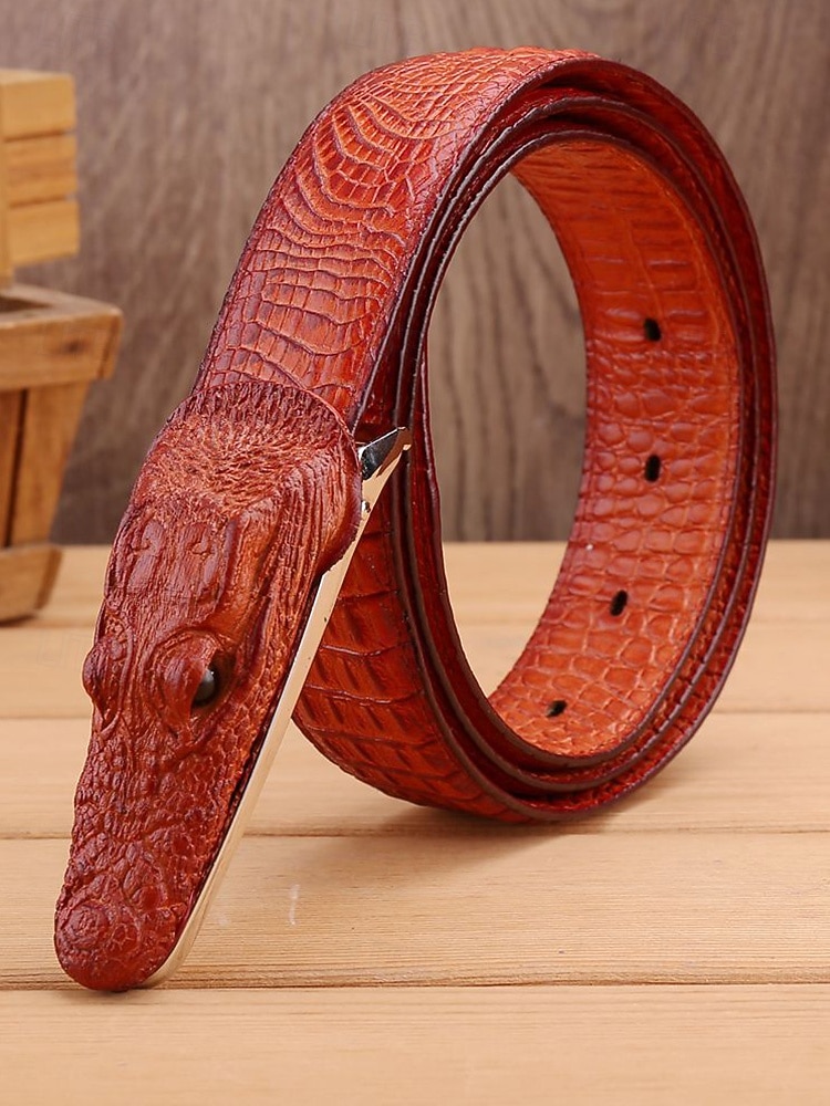 Pánský opasek z pravé kůže s krokodýlí texturou, více barev, stylový a odolný pro běžné i formální příležitosti 2026 - $24.99 –P7