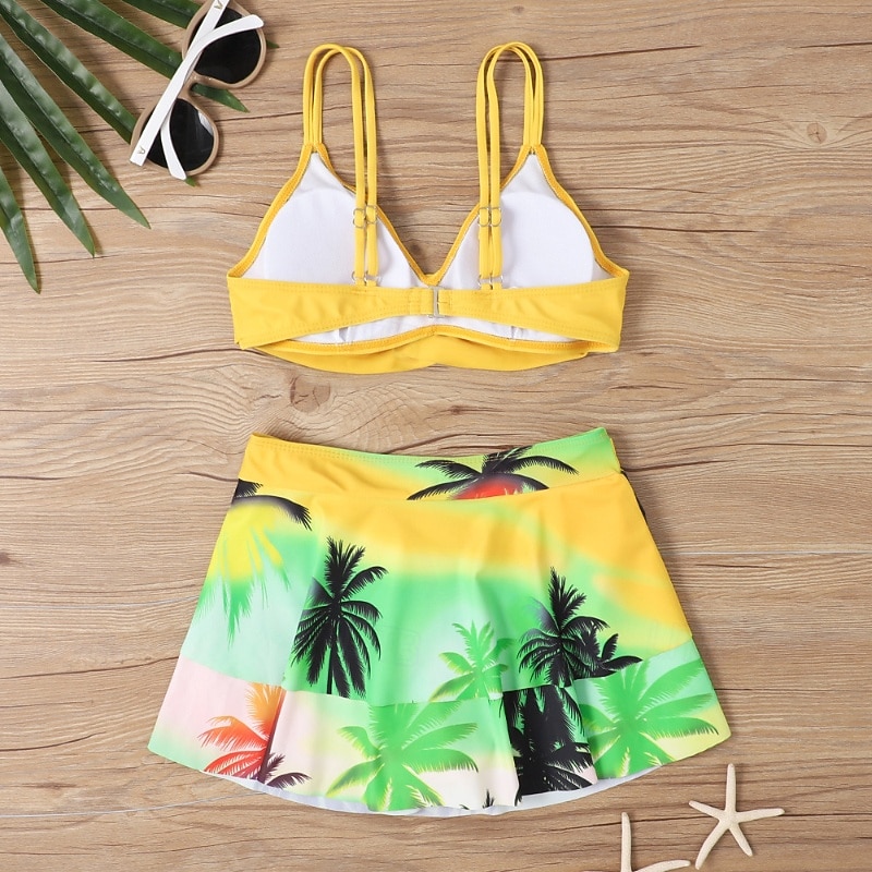 Dámské Plavky 2 ks Sukně Plavky Volány Volná záda prázdniny Oblečení na pláž Květinový Do V Bez rukávů Plavky 2026 - $27.99 –P7