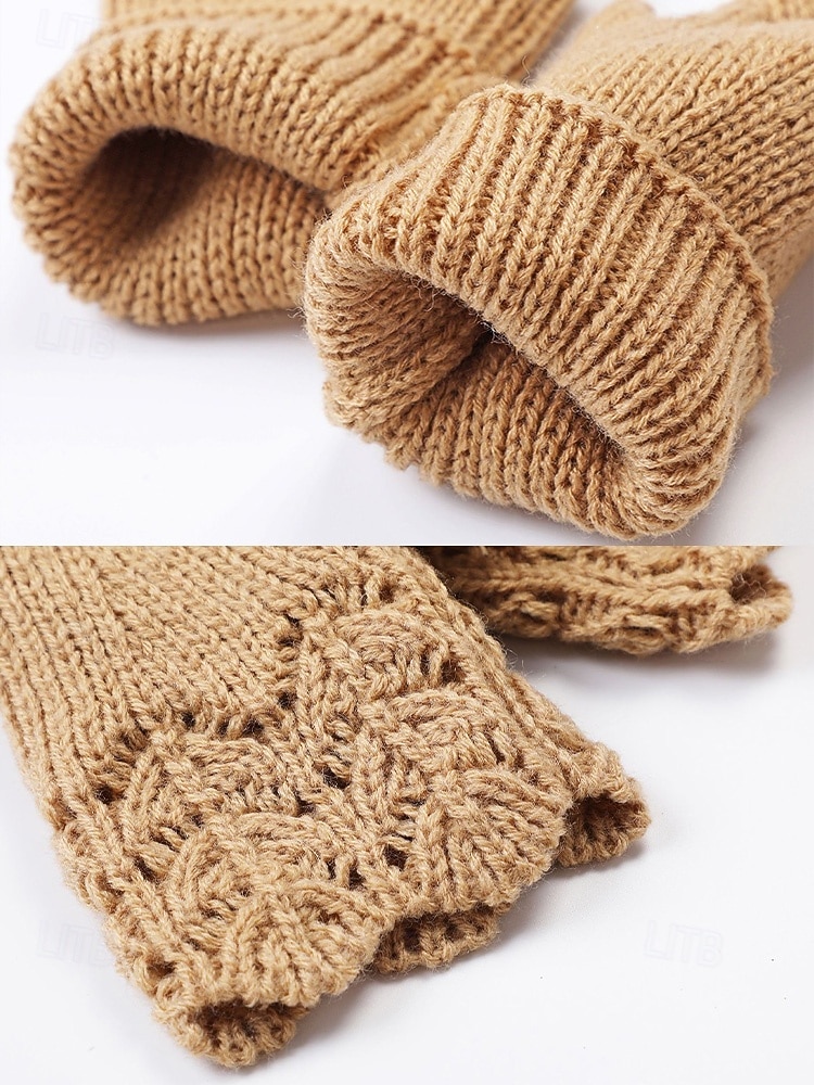 Dámské pletené vánoční rukavice – měkký přízový materiál s krajkovým vzorem, dostupné v několika barvách, ideální jako zimní a sváteční dárek 2026 - $7.99 –P9