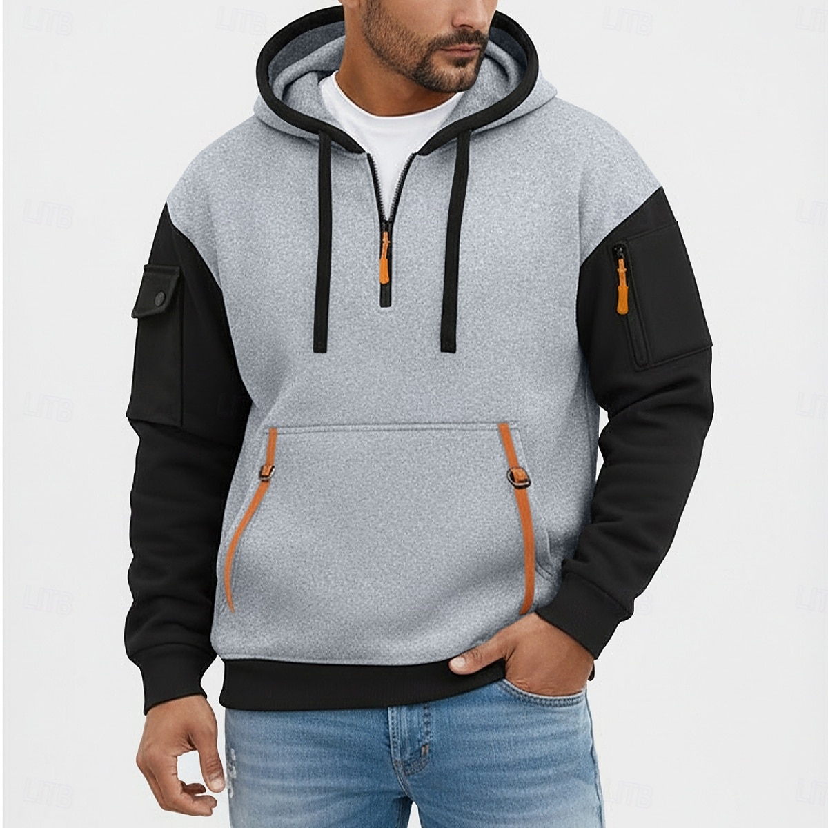Voor heren Hoodie met volledige rits Fleece hoodie Tactische capuchon Wijn Marineblauw Khaki Lichtgrijs Capuchon Effen Vetoketju Kleurenblok Sport & Outdoor Casual Dagelijks Streetwear Stoer 2026 - $34.99 –P1