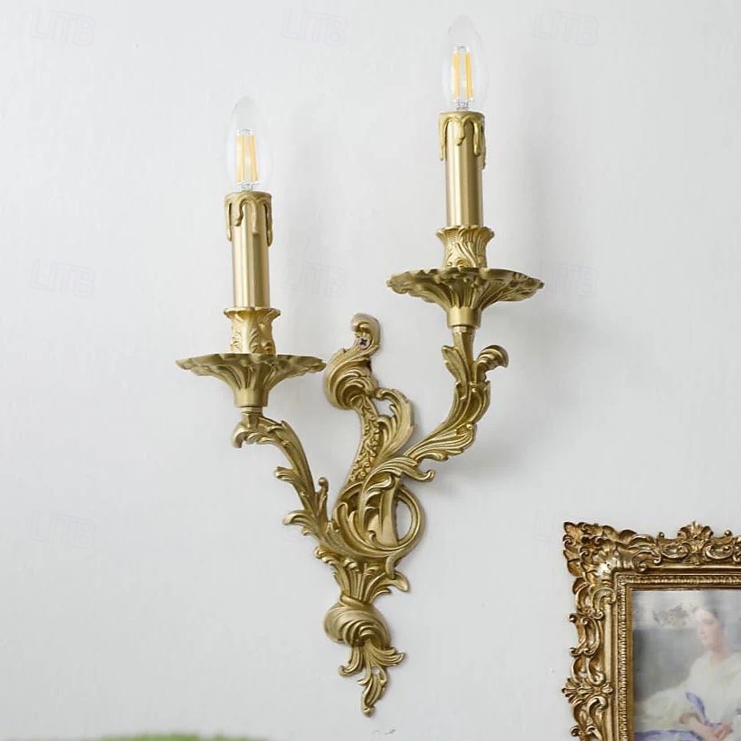 Candelabro de parede francês tradicional de luxo em latão esculpido com 2/3 lâmpadas para quarto. de 2026 por $486.29 –P2