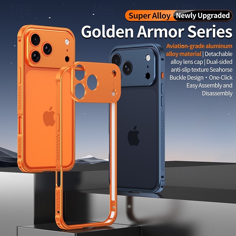 2026年 電話 ケース 用途 iPhone 17 Pro Max バンパーフレーム 超薄型 幾何学模様 メタル  コレクション – $19.99 –P1