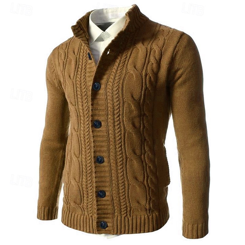 Per uomo Felpa Cardigan A Coste Treccia Maglia Top Regolari Lavorato a maglia Semplice Collo alla coreana Vacanza Moda Casuale Abbigliamento quotidiano Abbigliamento Autunno Inverno Blu Nero L XL 2XL del 2026 a $43.99 –P2