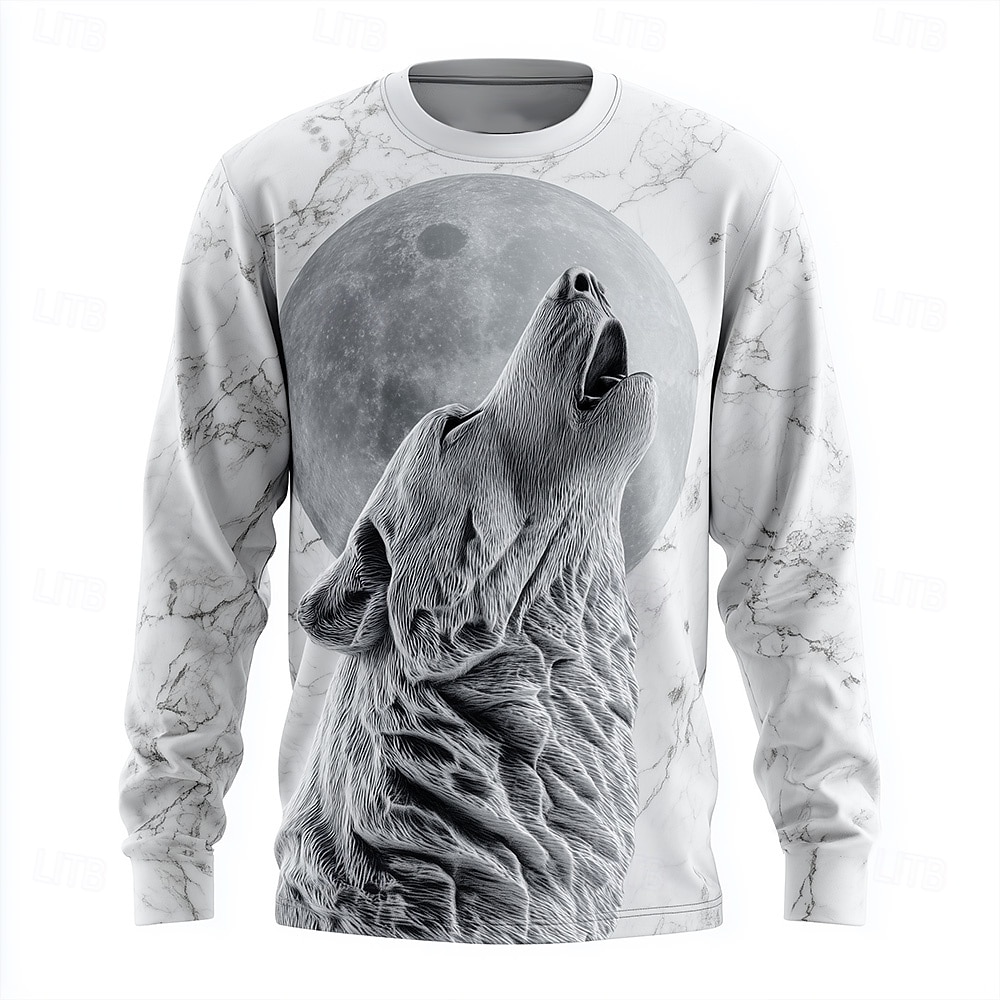 Voor heren 3D Print Wolf T-shirt Lange mouw T-shirt 3D-afdrukken Strakke ronde hals Overhemd Modieus overdreven 3D Dagelijks Straat Wit Wit 2 Wit 3 Zomer Lente Herfst Kleding S M L XL XXL XXXL 2026 - $23.99 –P1