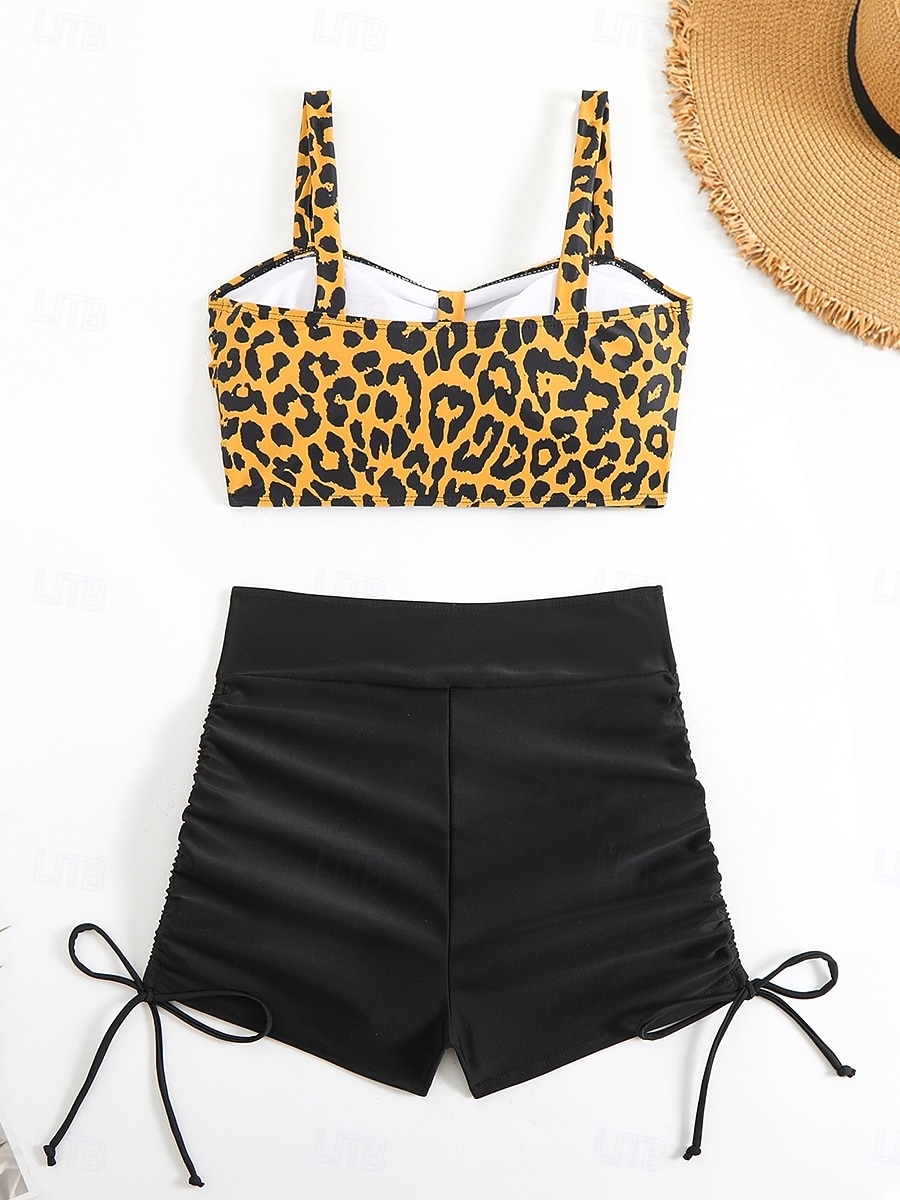 Γυναικείο Τανκίνι 2 Κομμάτια Μαγιό Ραφές Υποστήριξη Λεοπάρ Μικροσκοπικά Έλεγχος Κοιλιάς Ψηλόμεσο Λεπτό Χωρίς Πλάτη Θέρετρο Παραλίας V Λαιμός Αμάνικο Μαγιό 2026 - $24.99 –P11