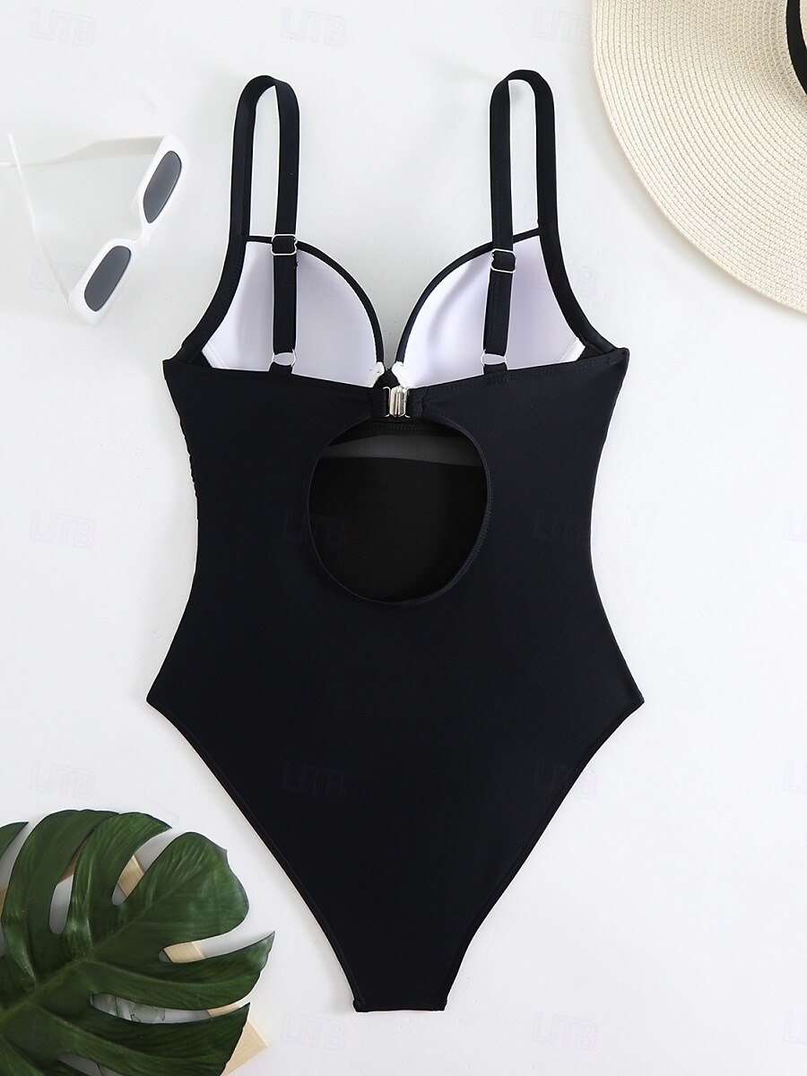 Женский купальник с одним куском сексуальный с вырезом монокини контролирующий живот высокая талия облегающий без спинки элегантный для отпуска однотонный цвет V-образный вырез без рукавов 2026 - $21.99 –P8