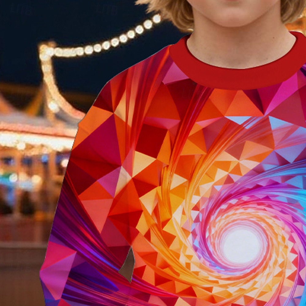 Pojkar 3D Grafisk Geometrisk 3D Print Tröja Långärmad Vår Höst Mode Grundläggande Barn 4-12 år Rund hals Utomhus Ledigt Dagligen Normal 2025 - $17.49 –P6