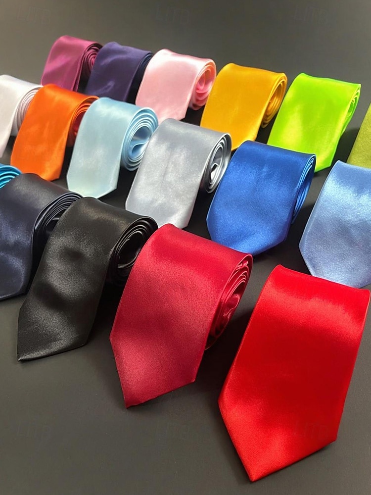 Pánská vánoční saténová kravata, dostupná v několika barvách, ideální pro sváteční večírky a zvláštní příležitosti, polyesterový materiál 2025 - $7.99 –P3