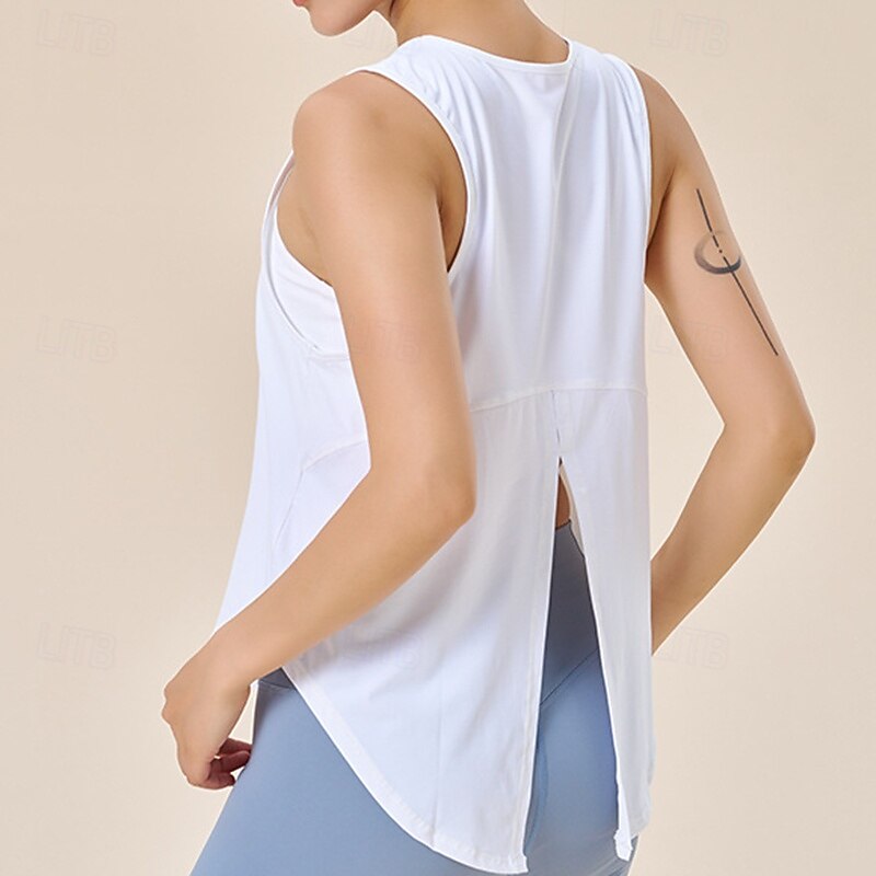 Women's Solid Colored Tank Top Workout Tops Loose Fit Elastic Sweat-Wicking Breathable Tennis Pickleball Yoga Crew Neck Top White Black Pink Tennis Clothing 2026 - $17.99 –P3