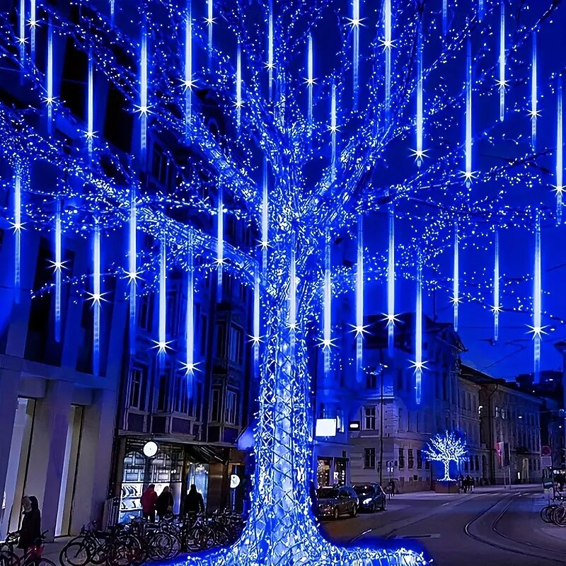 2 In 1 Buiten Zonne- Meteor Shower Licht String 16Tubes 384 LED Parels Binnen en Buiten Binnenplaats Dakrand Balkon Portiek Bruiloft Festival Sfeer Decoratieve Lichten Afstandsbediening 2026 - $32.99 –P14