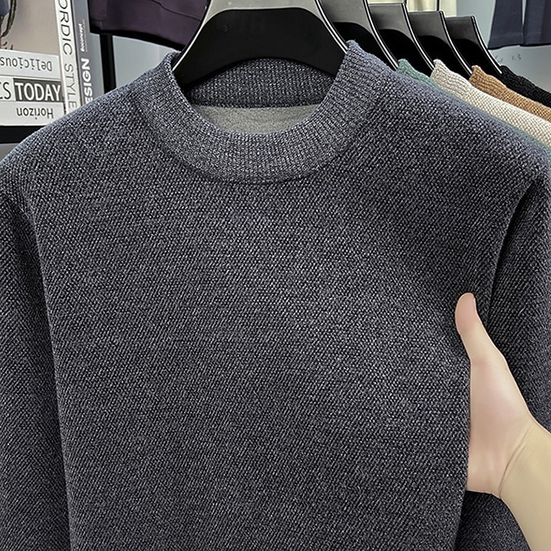 Herren Pullover Strickpullover Gerippt Stricken Normale Oberteile Gestrickt Fleece Einfach Rundhalsausschnitt Mode Basic Urlaub Alltagskleidung Bekleidung Herbst Winter Schwarz Grün M L XL 2026 - $37.99 –P12