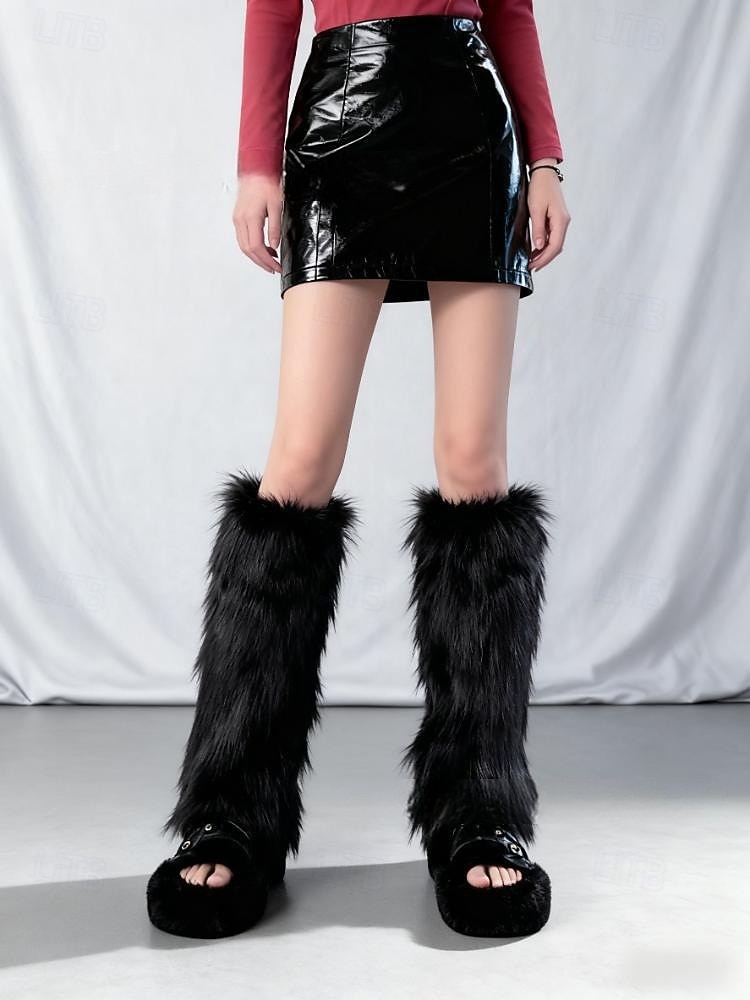 bolyhos lábszármelegítők nőknek bolyhos, plüss, téli, kényelmes borjúzokni, puha műszőrme, csizmaszár, aranyos, meleg, réteges zokni, divatos őszi-téli kiegészítők 2026 - $8.99 –P6