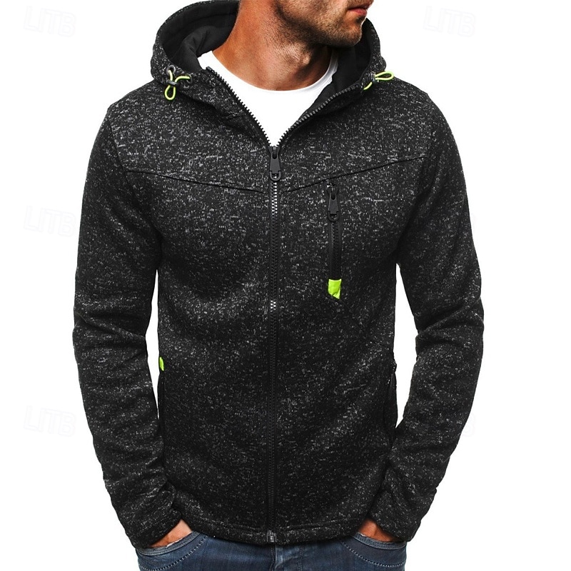 Men's Hoodie Full Zip Hoodie Blue Black Light Grey Hooded Plain Jacquard Patchwork Sports & Outdoor Daily Holiday Polyester Streetwear Basic Casual Fall Winter Clothing Apparel Hoodies Sweatshirts  2026 - $18.99 –P2