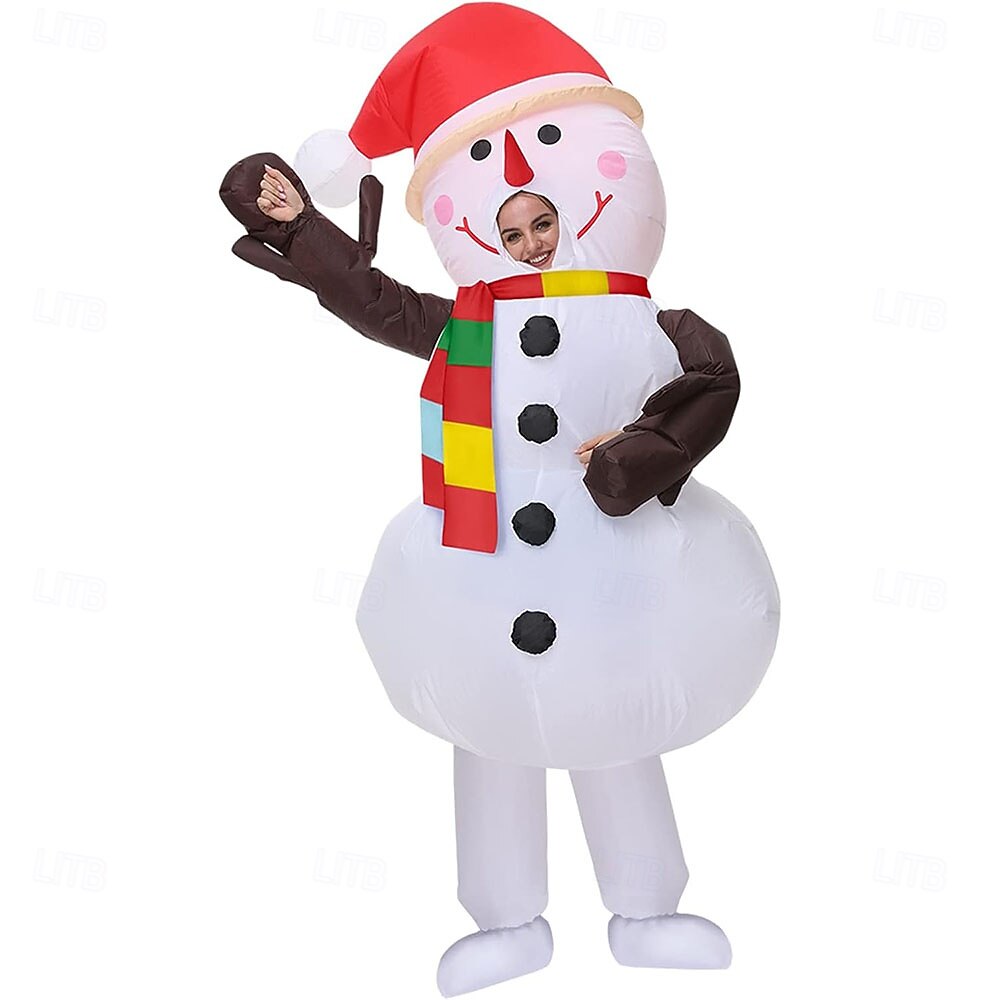 Snowman Inflatable Christmas Costume Blow up Men's Women's Novelty Funny Adults Christmas New Year Performance Party Onesie 2025 - $75.99 –P2