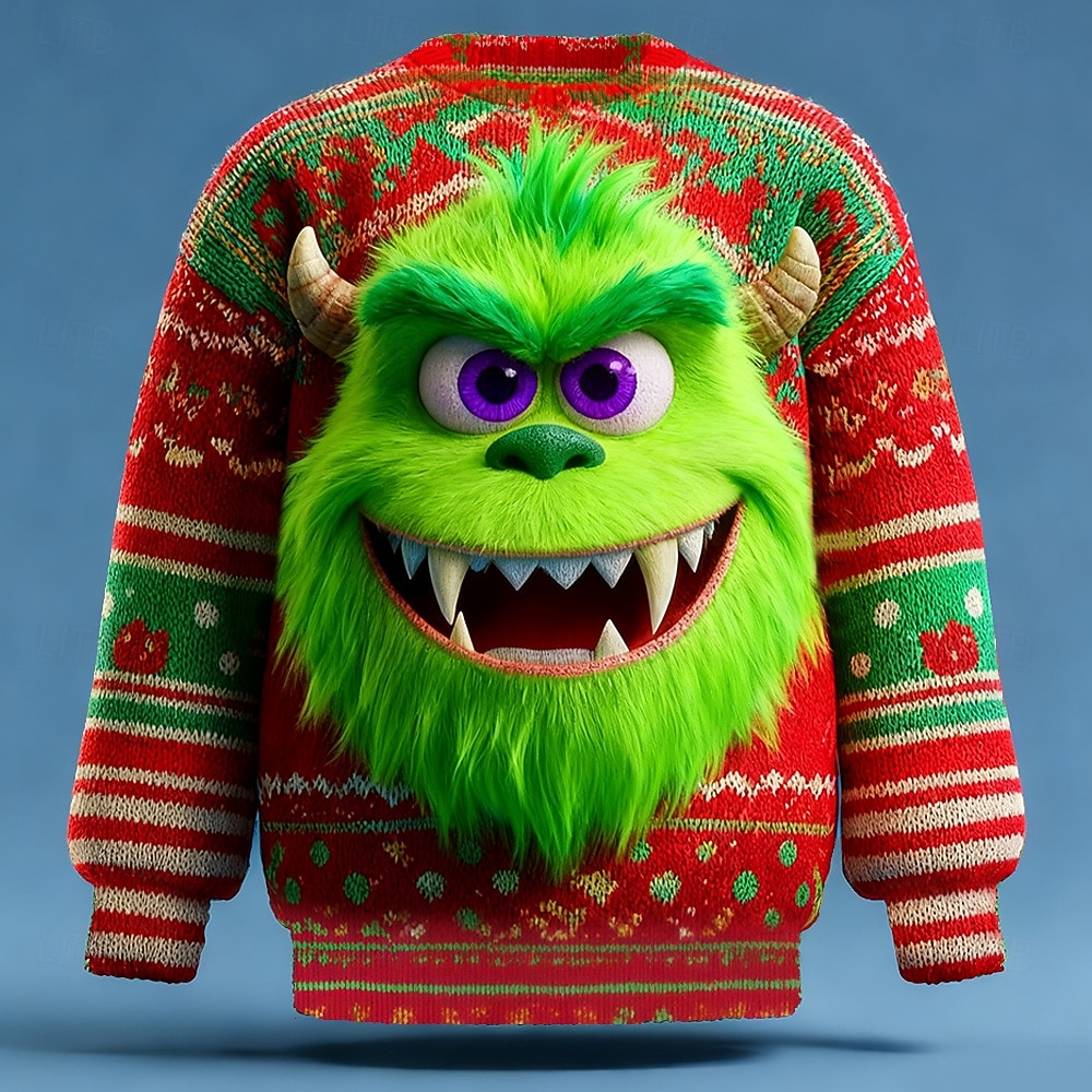 Ugly Christmas Sweater Men's Cartoon Print Holiday Pullover Sweater Jumper Knitwear Crewneck Casual Vacation Daily Festival Knitting Keep Warm Long Sleeve Spring Fall Winter Red -1 Red -2 Red -3 2026 - $39.99 –P5