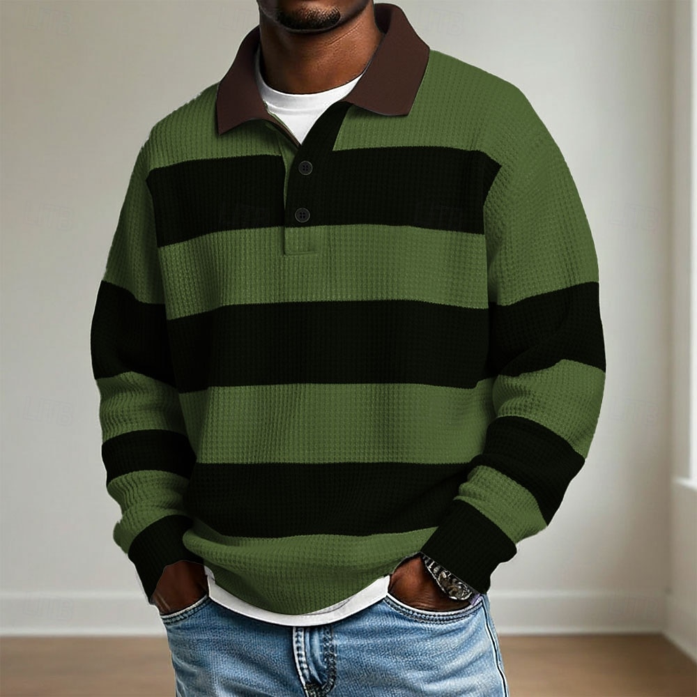 Homme Rayures horizontales Polo Polo de rugby Polos de Rugby manche longue Polos Revers Vêtements de sport Occasionnel École Athleisure Tenue quotidienne Impression 3D Printemps Automne Hiver Bleu de 2026 ? $28.99 –P4