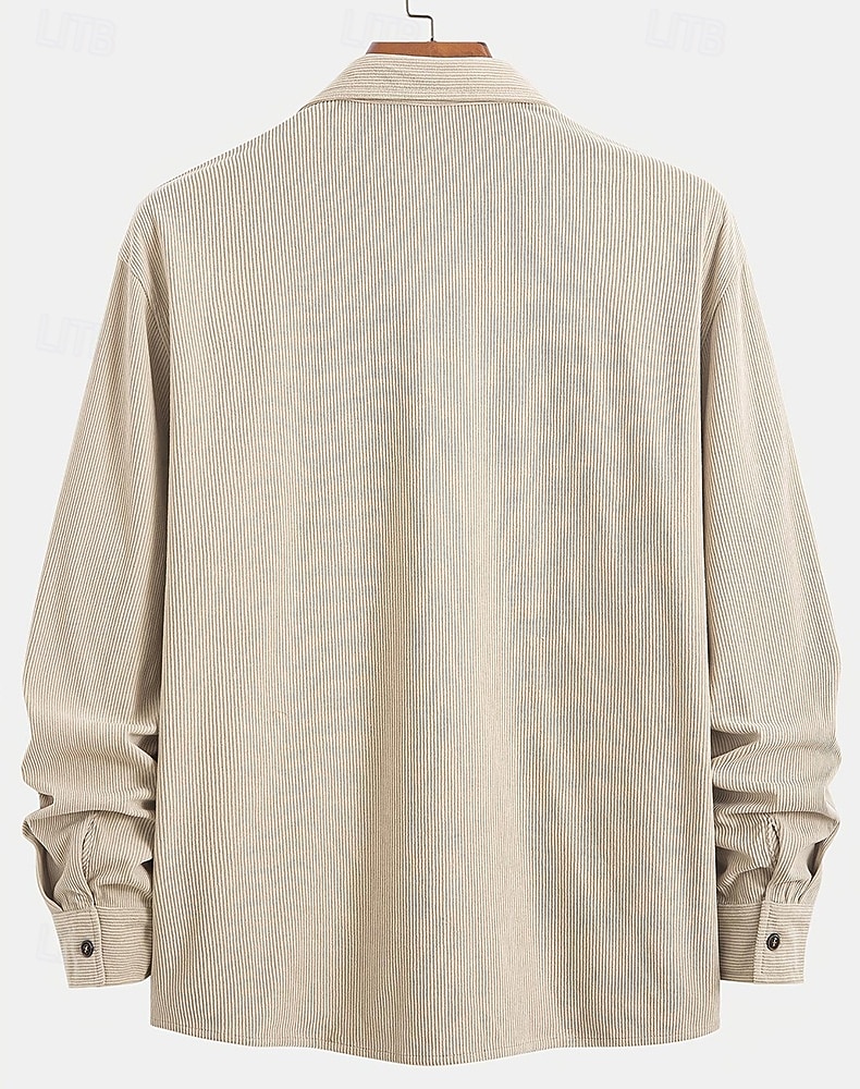 Per uomo Camicia Camicia di Velluto a Coste Camicia con Bottoni Blu Verde militare Beige Manica Lunga Semplice Collo ripiegato Casuale Quotidiano Tasca Abbigliamento Cotone Moda Streetwear Classico del 2026 a $25.99 –P2