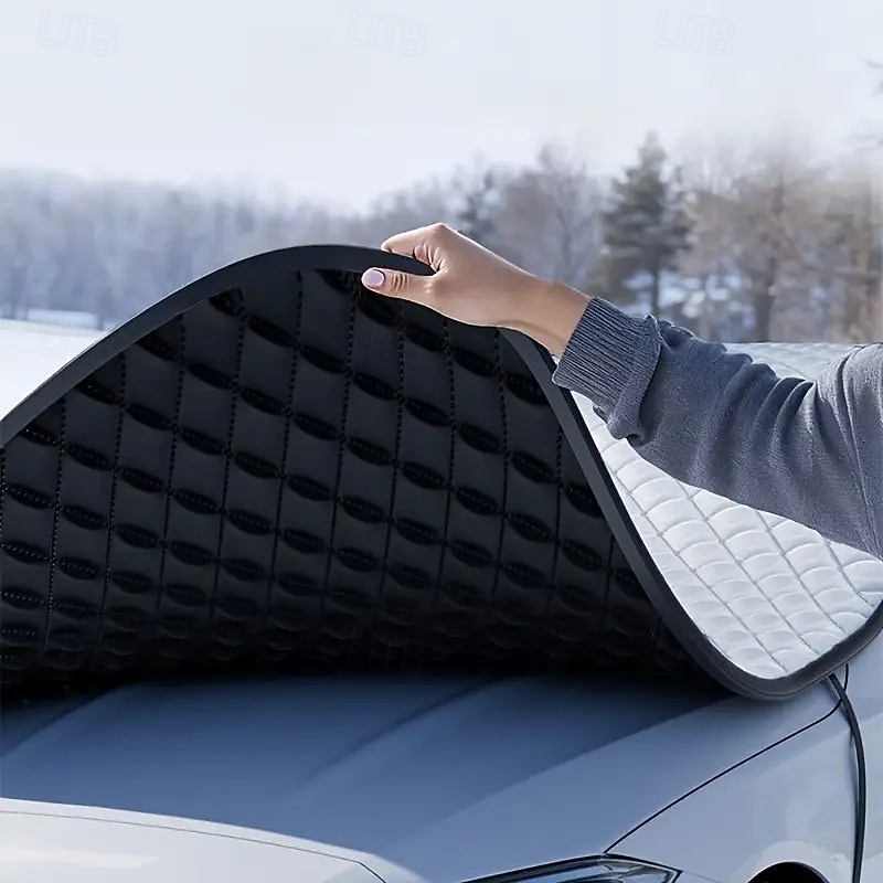 Pokrywa przeciwśnieżna na przednią szybę samochodu, wytrzymała tkanina Oxford &Osłona przeciwmrozowa na zimę, wodoodporna osłona przedniej szyby z bezpiecznymi haczykami, uniwersalna do samochodów 2026 - $47.99 –P8