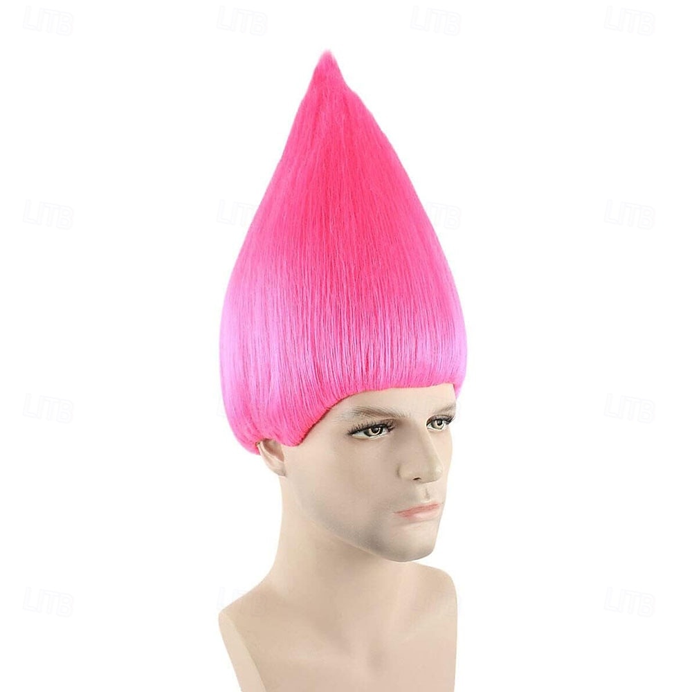 Peruca de Carnaval 2026 Rosa Vermelho Azul Liso Curto Peruca sintética para festivais Mardi Gras Parada Cabelo para fantasia de cosplay para Feminino de 2026 por $15.49 –P3