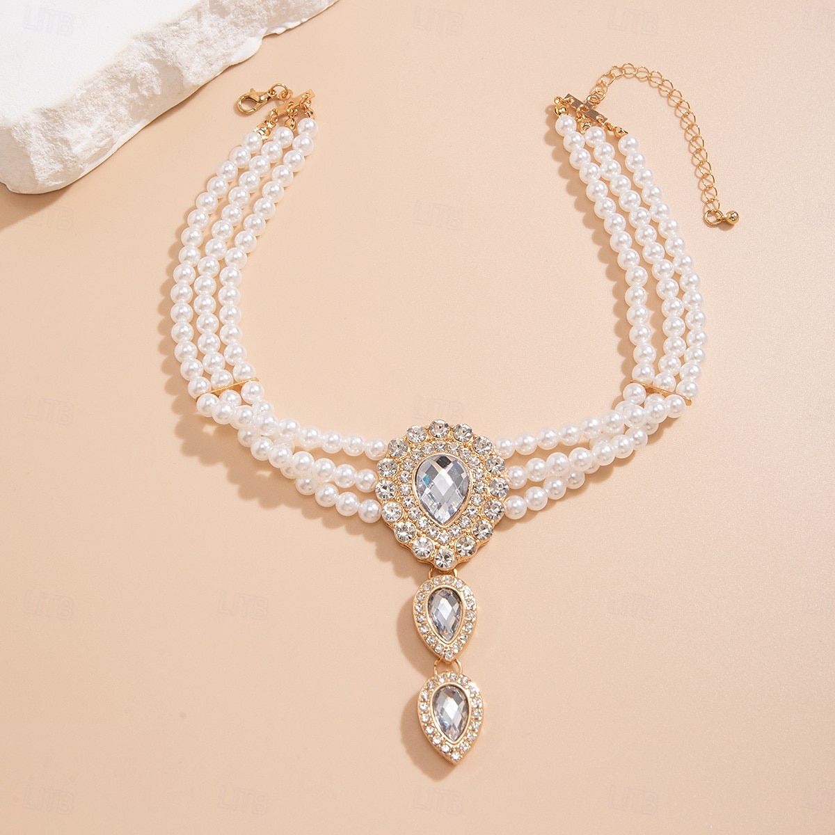 Conjunto de joias femininas com pérolas e esmeraldas - elegante colar choker e pulseira com strass para baile de gala, formatura ou festa noturna. de 2026 por $14.99 –P10