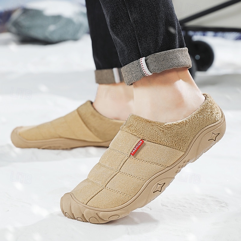 scarpe slip-on trapuntate marroni da uomo con fodera in pile: calzature calde e comode per l'inverno e le uscite informali del 2026 a $34.99 –P5