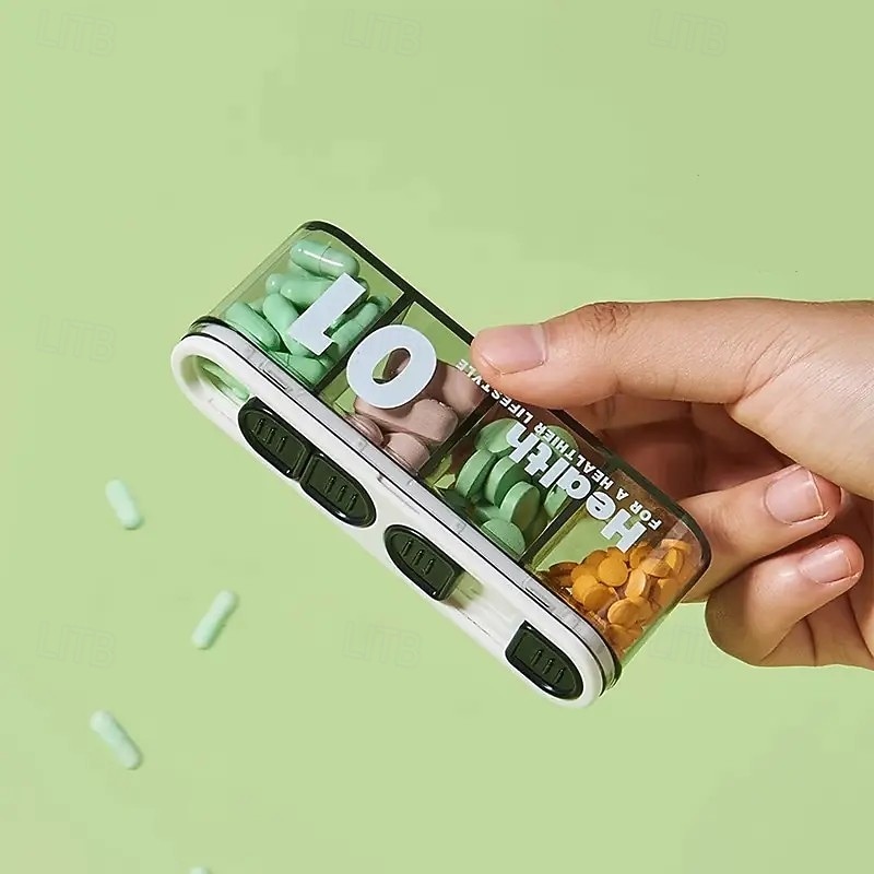 Organizador de comprimidos portátil com 4 compartimentos (2 unidades) – mini caixa para guardar remédios, recipiente para comprimidos diários (manhã, meio-dia e noite), organizador de medicamentos de 2025 por $11.99 –P4