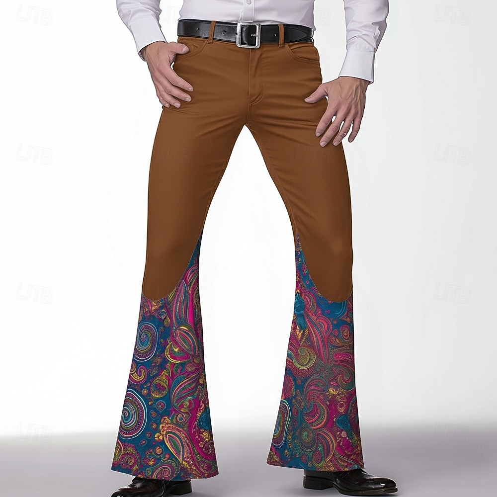 Herr Paisley Blomtryck Etnisk Långbyxor Disco byxor 60-70-tals byxor Medium Midja Vintage retro Utomhus Fest Ledigt Sidfickor Utsvängda byxor med ben Vår Höst 3D-tryck Blå Svart Brun 2026 - $29.99 –P2