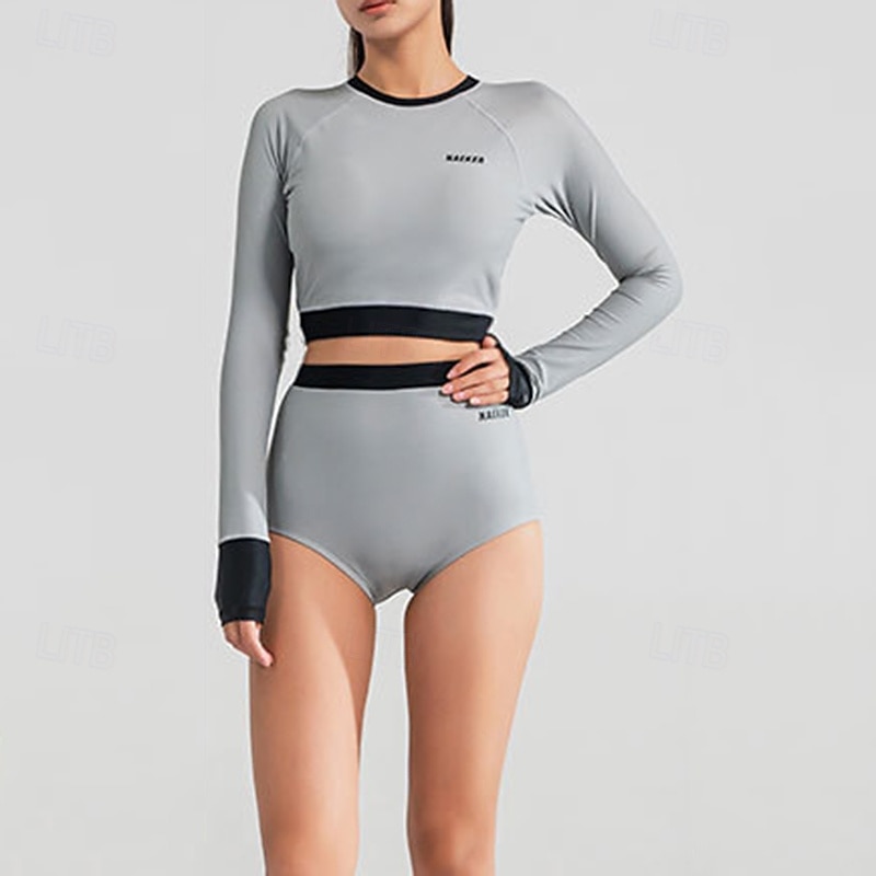 Women's 2 Piece Rash Guard Tankini Swimsuits Surfing Shirt Solid Colored UPF50+ Breathable Long Sleeve Diving Suit Surfing Canoeing Snorkeling Spring 2026 - $52.99 –P3