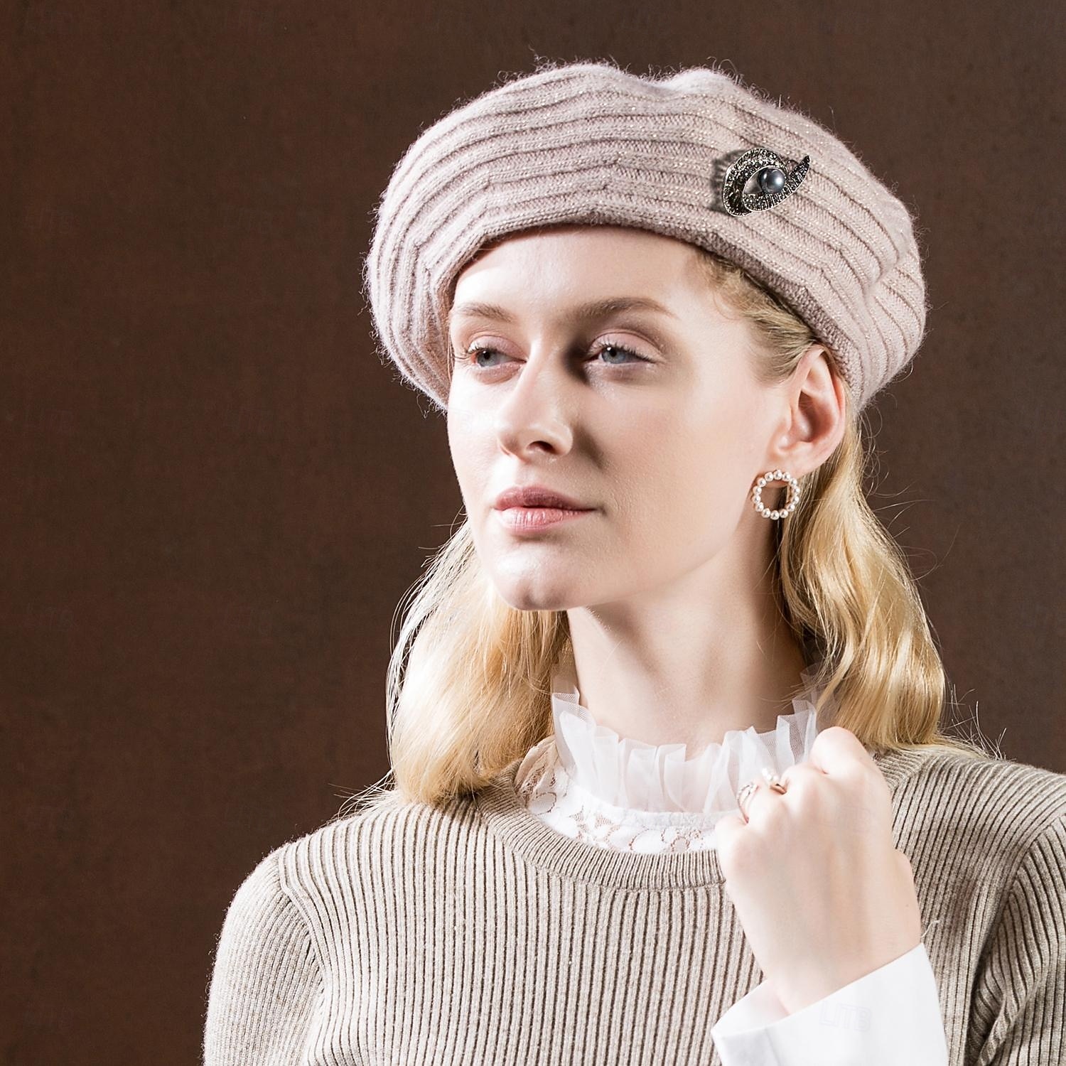 Hats synthetic fibre Beret Hat Floppy Hat Casual Holiday Classical Classic With Crystals Pure Color Headpiece Headwear 2026 - $28.99 –P13