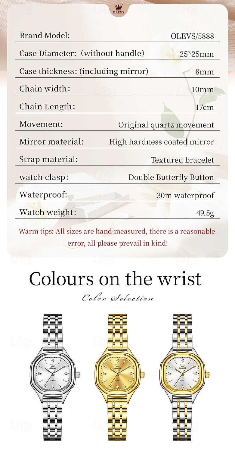 OLEVS Moederdag Cadeau voor Vrouwen Kwarts Horloge Creatief Minimalistisch Mode Casual Luminiserend Waterdicht Decoratie Legering Horloge 2026 - $42.99 –P9
