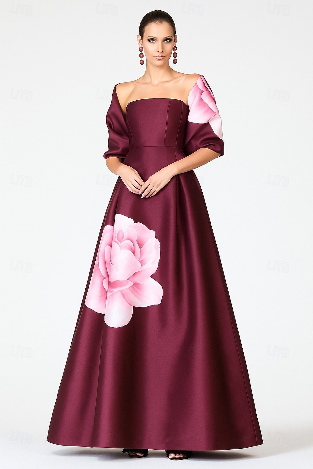 Two Piece A-Line Floor Length Satin Dress Wedding Guest Dress Formal Dresses Mother of the Bride Dress Sleeveless Strapless Elegant Formal Formal Evening Family Gathering Satin Short Jacket Dresses 2026 - $172.99 –P4
