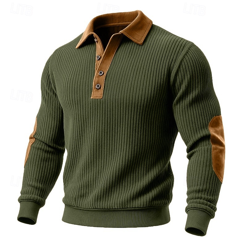 Voor heren Sweatshirt Stoppen Hoodie met knoopsluiting Geribbeld breisel Leger Groen Bordeaux Marineblauw Khaki Polo kraag Effen Lapwerk Kleurenblok Met Textuur Sport & Outdoor Casual Dagelijks 2026 - $28.99 –P4