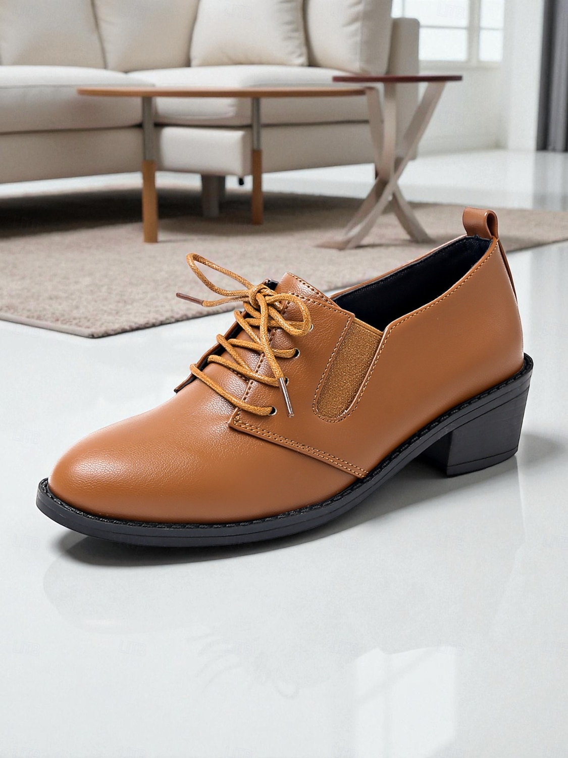 női fekete fűzős oxford cipő alacsony sarokkal - klasszikus lezser stílus, tökéletes irodai viseletre, mindennapi kirándulásokra és hétvégi alkalmakra 2026 - $29.99 –P1