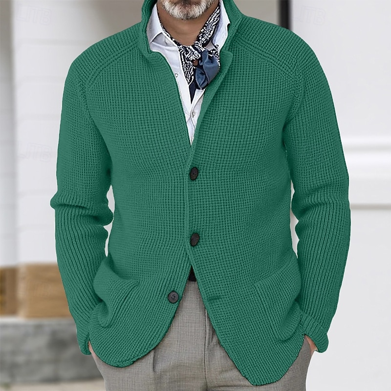 Per uomo Felpa Cardigan A Coste Maglia Top Regolari Lavorato a maglia Bottonato Semplice Colletto Mao Vacanza Moda Casuale Abbigliamento quotidiano Abbigliamento Primavera & Autunno Blu Nero S M L del 2026 a $30.99 –P10