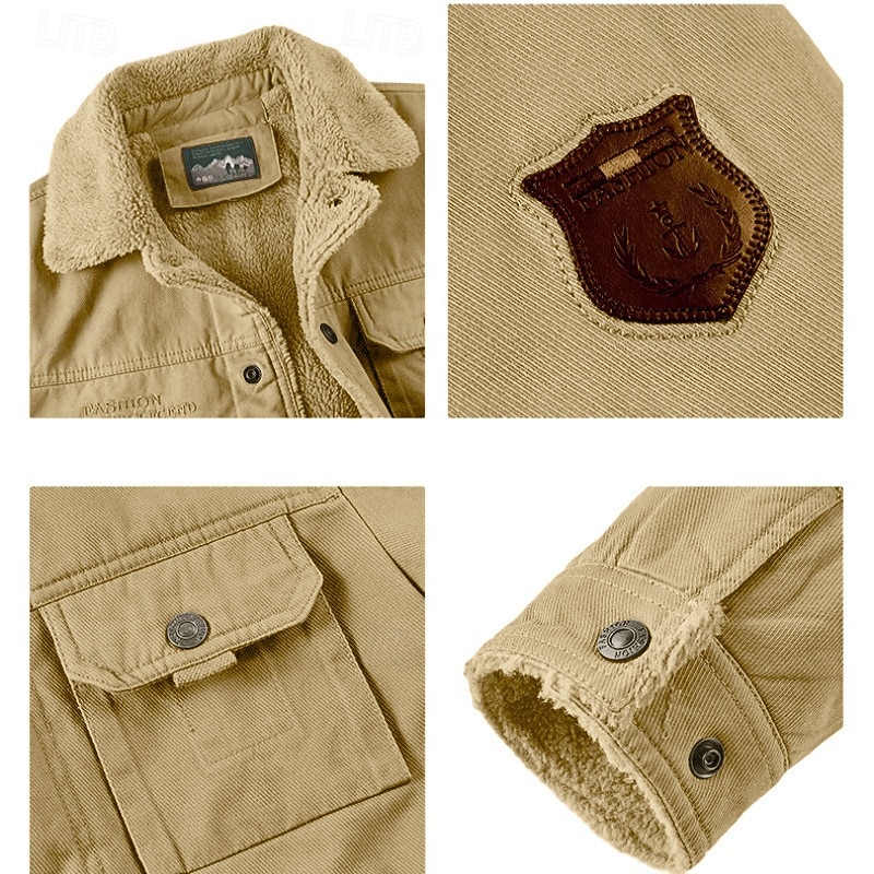 Herren Fleecejacke Cargo-Jacke Arbeitsjacke Formell Heim Windjacke Langlebig Tasche Fleecekragen Herbst Winter Einfarbig Aktiv Vintage Kragen Regulär Marineblau Dunkelgrün Khaki Jacken 2026 - $60.99 –P5
