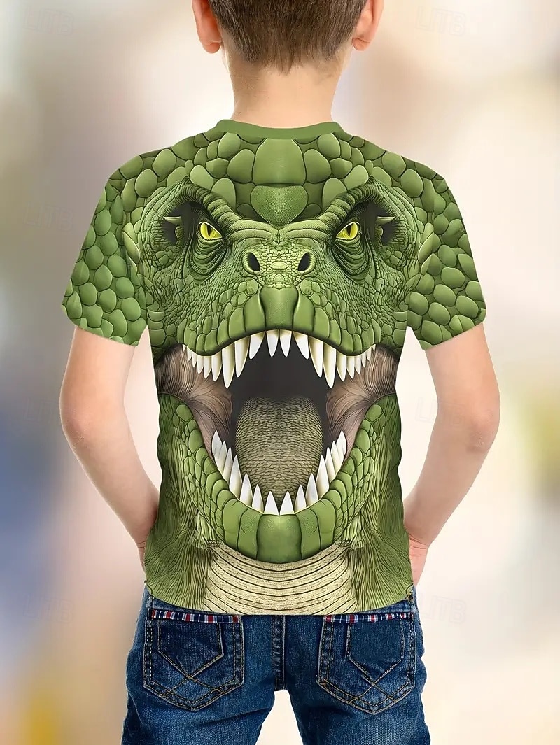 Мальчики 3D Графика Динозавр Футболка С короткими рукавами 3D печать Лето Весна Спорт Мода Уличный стиль Дети 4-12 лет Вырез под горло на открытом воздухе Повседневные Стандартный 2026 - $11.99 –P2