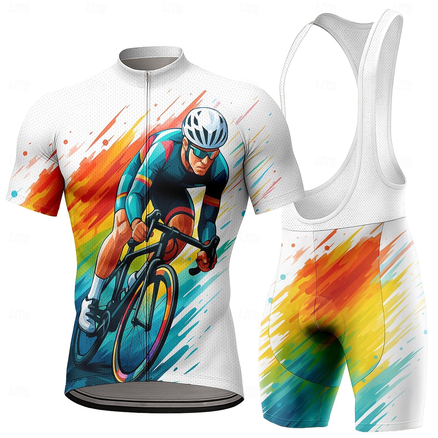 Hombre Maillot de ciclismo con culotte corto con tirantes Conjunto de camiseta de ciclismo Manga Corta MTB Bicicleta Montaña Ciclismo Carretera Verano Azul Marino Azul Naranja Geométrico Letra y 2026 - $49.99 –P1