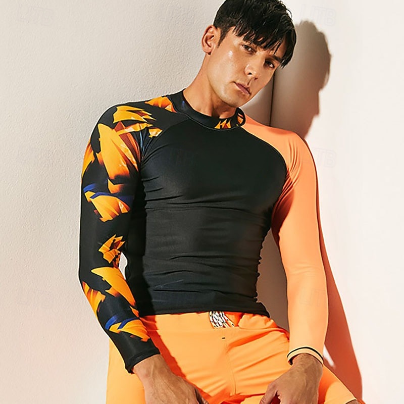 Herre Rash-guard Svømmeskjorte UPF50+ Hurtigtørkende Lettvekt Langermet Ikke-Klø Klær Badedrakt Surfing Strand Vannsport Svømming Lapper Sommer 2025 - $30.99 –P2