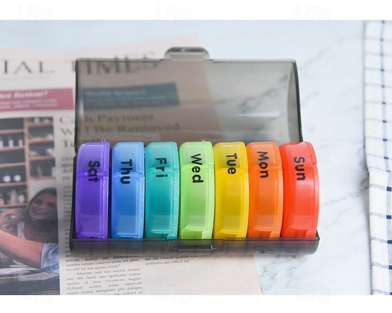 Organizador de comprimidos semanal para 2 doses diárias com estojo em couro PU, caixa organizadora de comprimidos para 7 dias, ideal para viagens - dispensador portátil de comprimidos AM/PM para de 2026 por $22.99 –P6