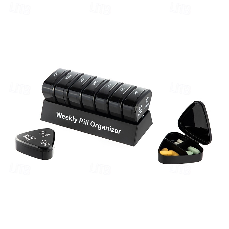 Týdenní organizér na léky 3krát denně, 7denní trojúhelníková krabička na léky s 21 přihrádkami, plastové pouzdro na léky z polypropylenu na ráno, poledne a večer, snadno otevíratelný týdenní držák na 2026 - $13.99 –P7