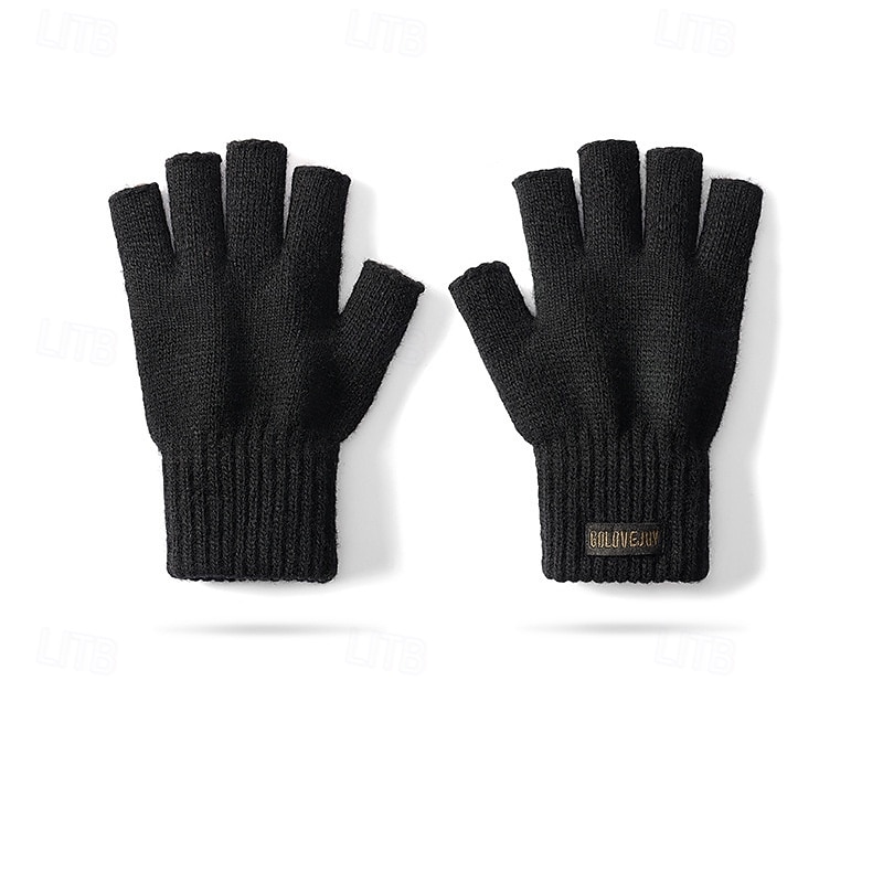 Herren 1 Paar Halbfinger Winterhandschuhe Gestrickte Handschuhe Fingerlose Handschuhe Sport Mode Sport & Outdoor Handschuhe Thermowarm Einfarbig Herbst Schwarz Braun Grau 2026 - $9.99 –P1