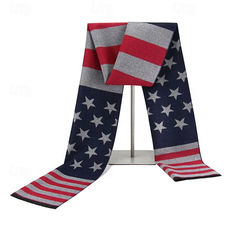 Муж. Прямоугольный платок на открытом воздухе На каждый день Повседневные Красный Темно-синий ШАРФ Полоса 2026 - $10.49 –P2