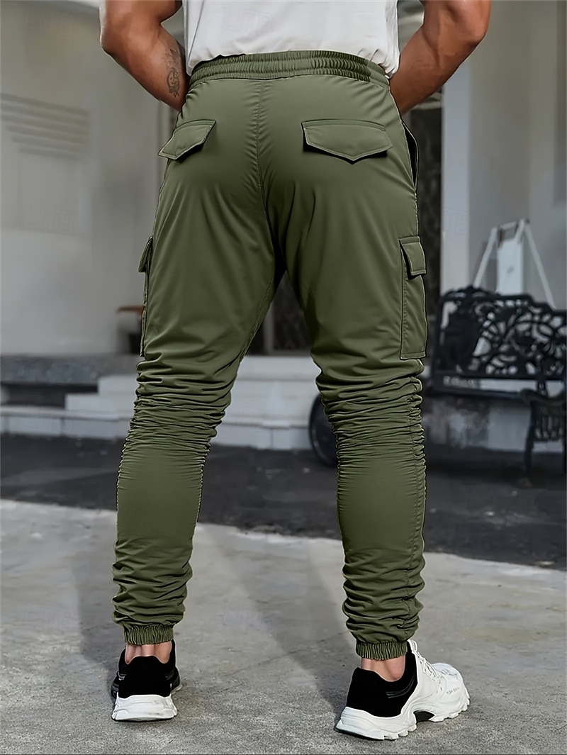 Per uomo Pantaloni Cargo Pantaloni Coulisse Multi-tasche Semplice Indossabile All'aperto Quotidiano Campeggio & Escursionismo Moda Classico Nero Verde militare del 2026 a $24.99 –P7